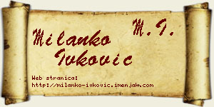 Milanko Ivković vizit kartica